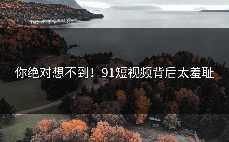 你绝对想不到！91短视频背后太羞耻