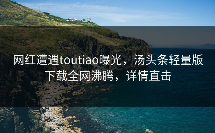网红遭遇toutiao曝光，汤头条轻量版下载全网沸腾，详情直击