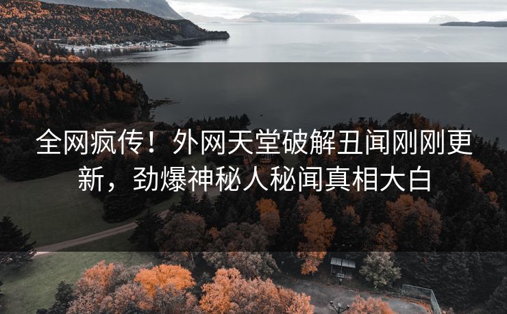 全网疯传！外网天堂破解丑闻刚刚更新，劲爆神秘人秘闻真相大白