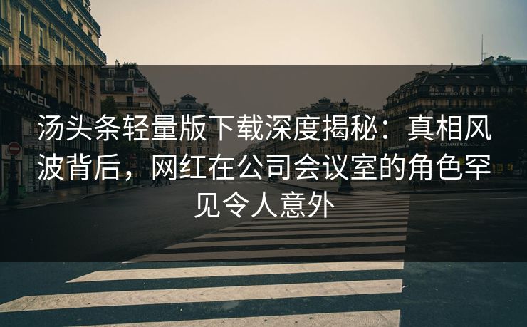 汤头条轻量版下载深度揭秘：真相风波背后，网红在公司会议室的角色罕见令人意外