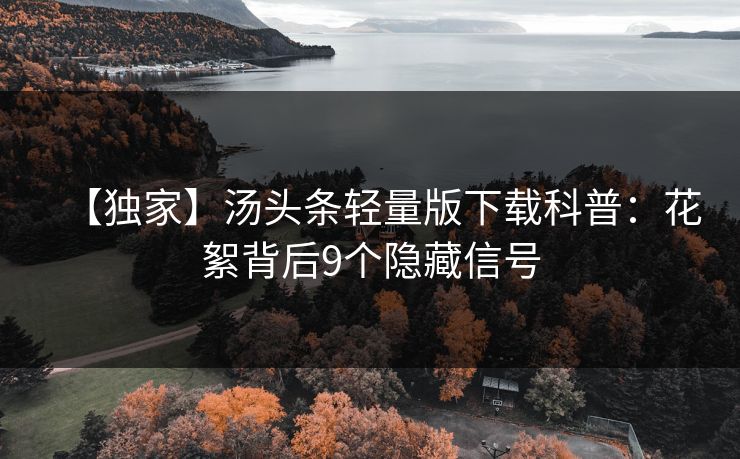 【独家】汤头条轻量版下载科普：花絮背后9个隐藏信号