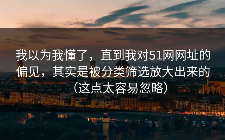 我以为我懂了，直到我对51网网址的偏见，其实是被分类筛选放大出来的（这点太容易忽略）