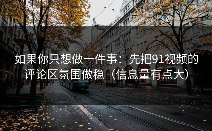 如果你只想做一件事：先把91视频的评论区氛围做稳（信息量有点大）