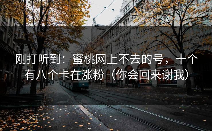 刚打听到：蜜桃网上不去的号，十个有八个卡在涨粉（你会回来谢我）